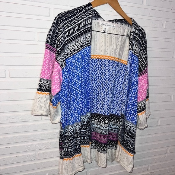 H&M Multicolored Cotton Geometrical Knit Open Style Kimono, Women’s Size Large - Picture 4 of 8